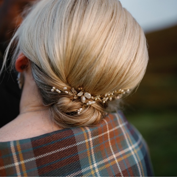 Twigs and Honey Freshwater Pearls, Crystal and Opal Hair Pins Set of 3 - Picture 2 of 5